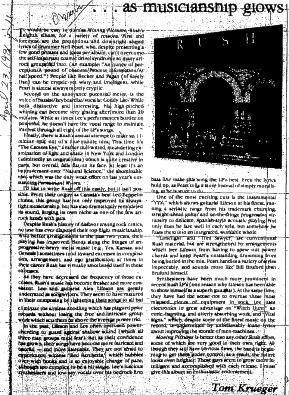 rush moving pictures review nd 1981